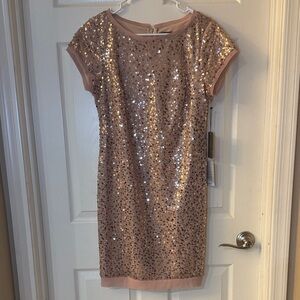 Vince Camuto Blush Sequin Cap-Sleeve Mini Dress